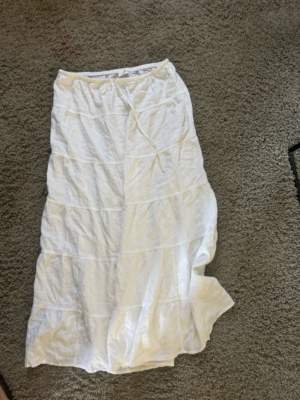 Aritzia White Tiered Maxi Skirt